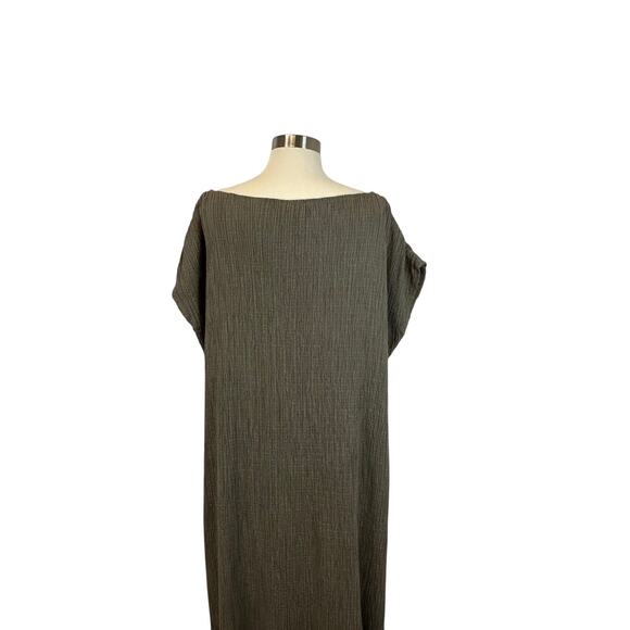 Isabella Bird Vintage Y2K Olive Green Crinkle Maxi 
Dress Women’s Size L - Picture 4 of 5